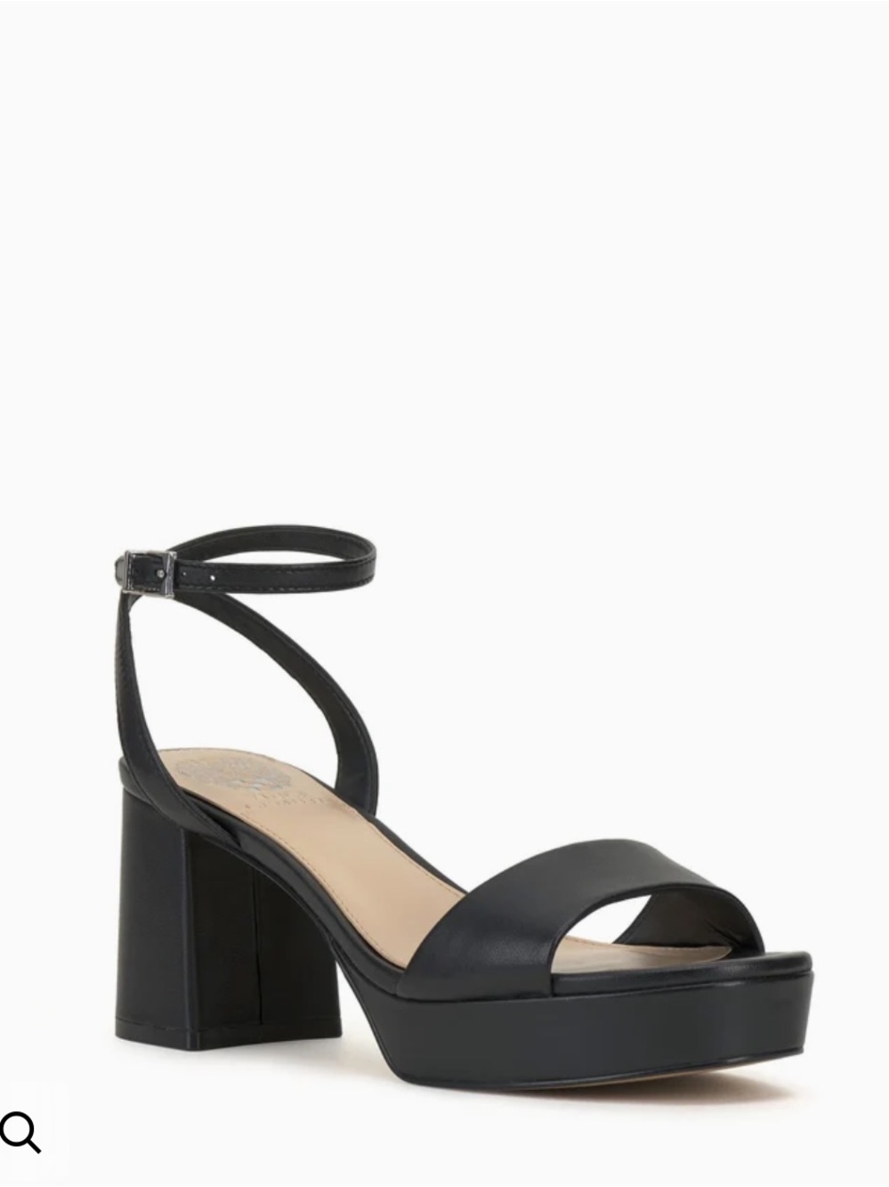 Vince Camuto Black Leather Platform Block-Heel Sandal